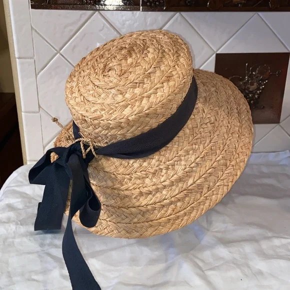 RARE HELEN KAMINSKI Natural Raffia Straw Bow flower detail Hat - Picture 7 of 16